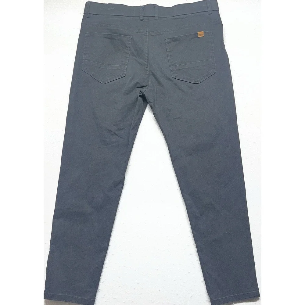 Plaid & Plain Skinny Fit Chino Pants Men's 33x28 Black Stretch Cotton Casual